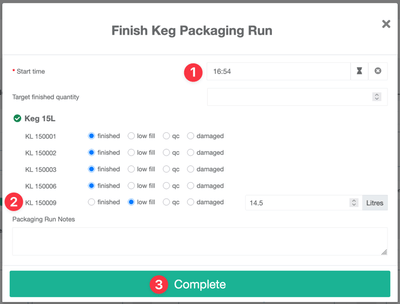 Finish Keg Run Form
