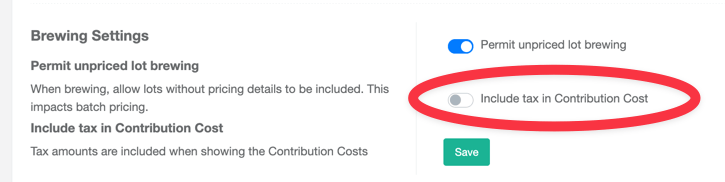 Contribution Cost Settings
