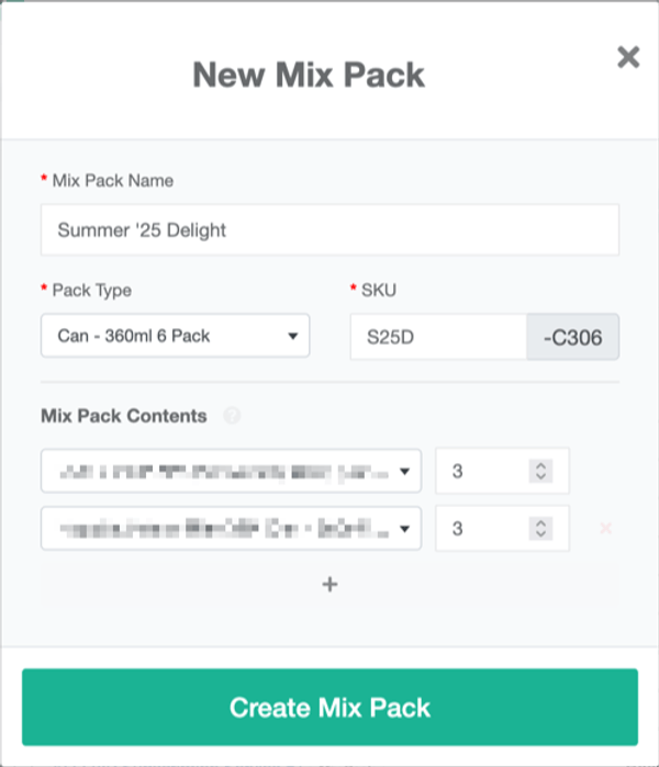 New Mix Pack Form