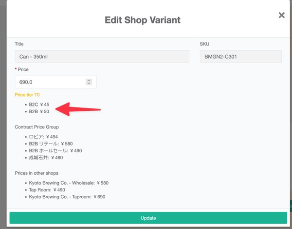 Price Tiers on Shop Products