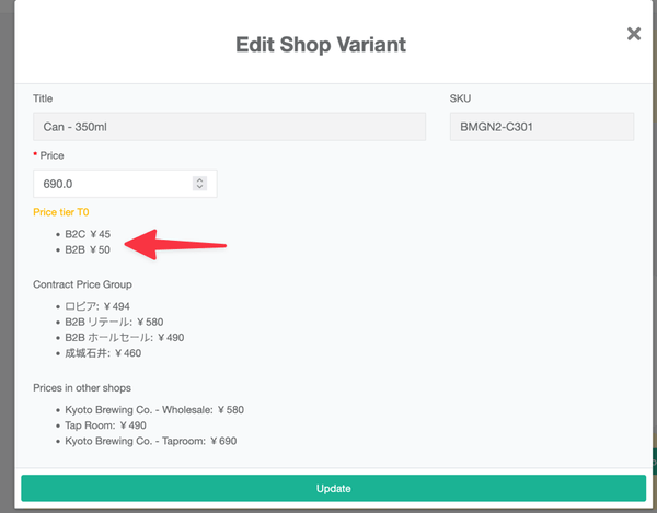 Price Tiers on Shop Products