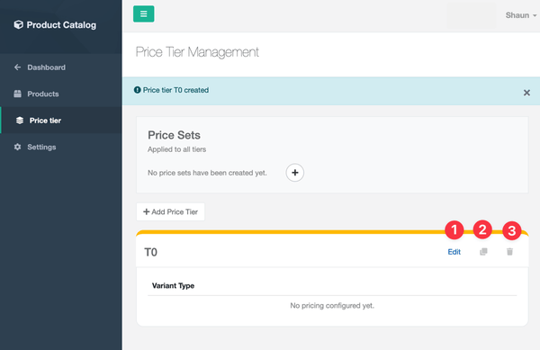 Price Tier with Buttons