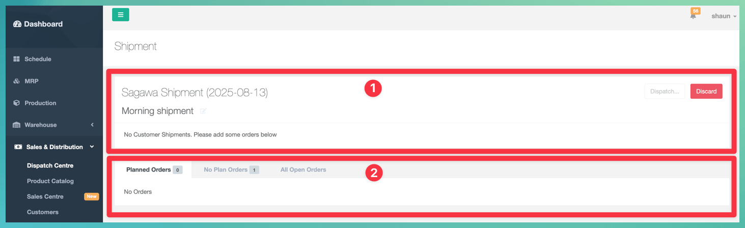Add No Plan Order to Shipment