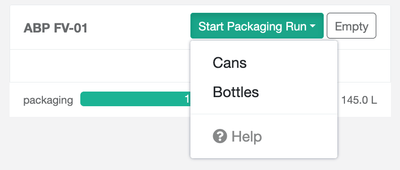 Start Packaging Run Dropdown